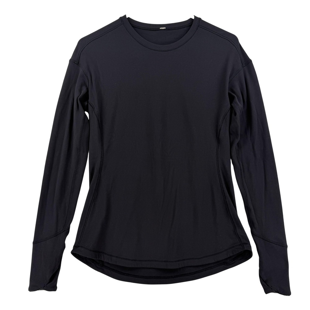 Lululemon Shirt Womens Small Black Long‎ Sleeve Crewneck Thumbholes Athletic